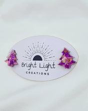 Load image into Gallery viewer, Confetti Glitter Christmas Tree Stud Earrings (5 colour variations)
