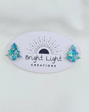 Load image into Gallery viewer, Confetti Glitter Christmas Tree Stud Earrings (5 colour variations)
