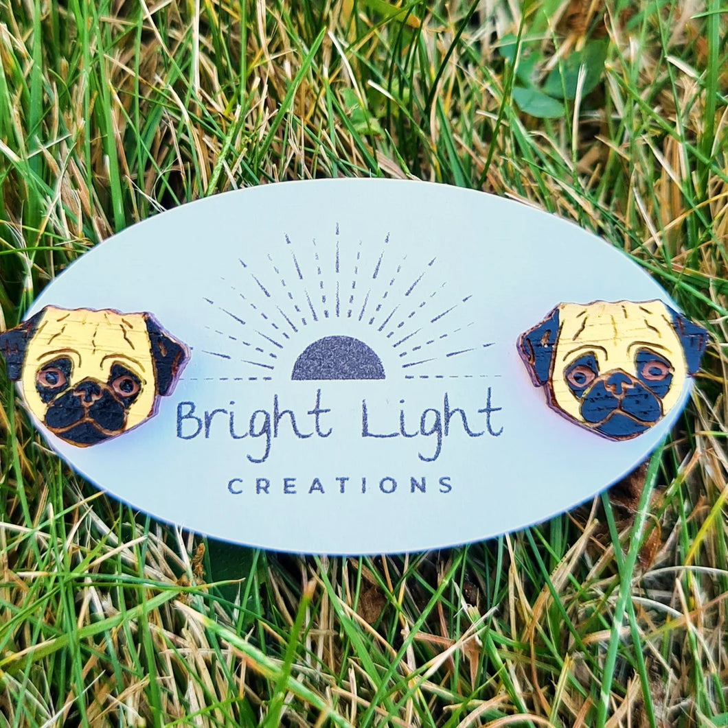 Pug Dog Stud Earrings