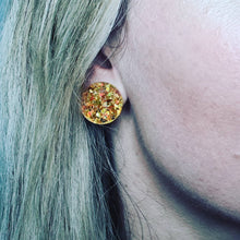 Load image into Gallery viewer, Glitter Retro Maxi Stud Earrings
