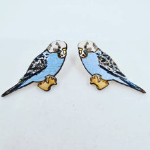 Load image into Gallery viewer, Blue Budgie Stud Earrings
