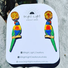 Load image into Gallery viewer, Rainbow Lorikeet Stud Dangle Earrings
