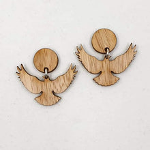 Load image into Gallery viewer, Light Wood Free as a Bird Stud Dangle Earrings
