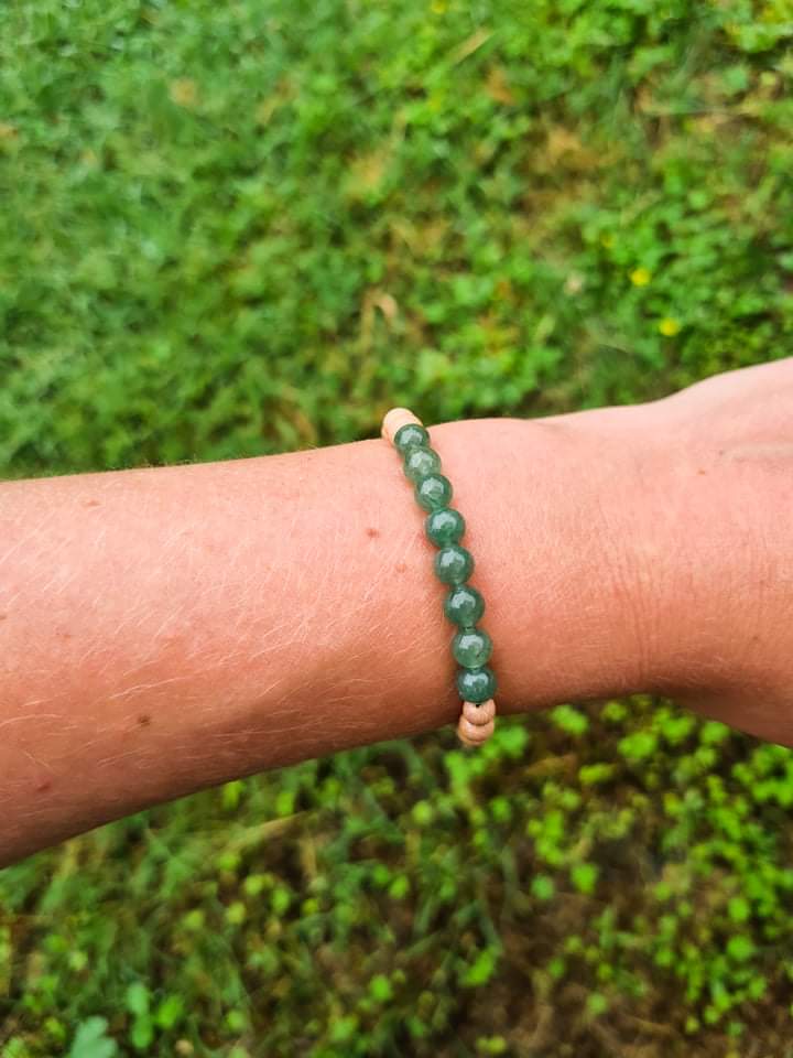 Green Gemstone Rosewood Bracelet