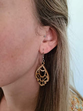 Load image into Gallery viewer, Wooden Art Nouveau Style Hook Dangle Earrings
