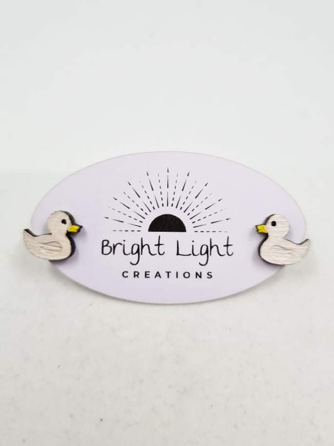 Little White Duck Stud Earrings