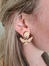 Load image into Gallery viewer, Wooden Free as a Bird Stud Dangle Earrings
