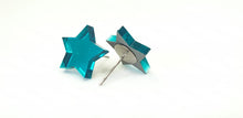 Load image into Gallery viewer, Blue Shiny Mirror Star Stud Earrings
