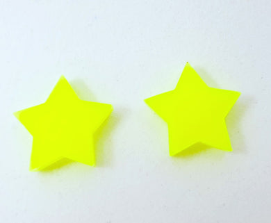 Bright Neon Yellow Star Stud Earrings