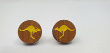 Load image into Gallery viewer, Yellow Kangaroo/Skippy Stud Earrings - wood - Handmade &amp; Handpainted in the Australian Snowy Mountains
